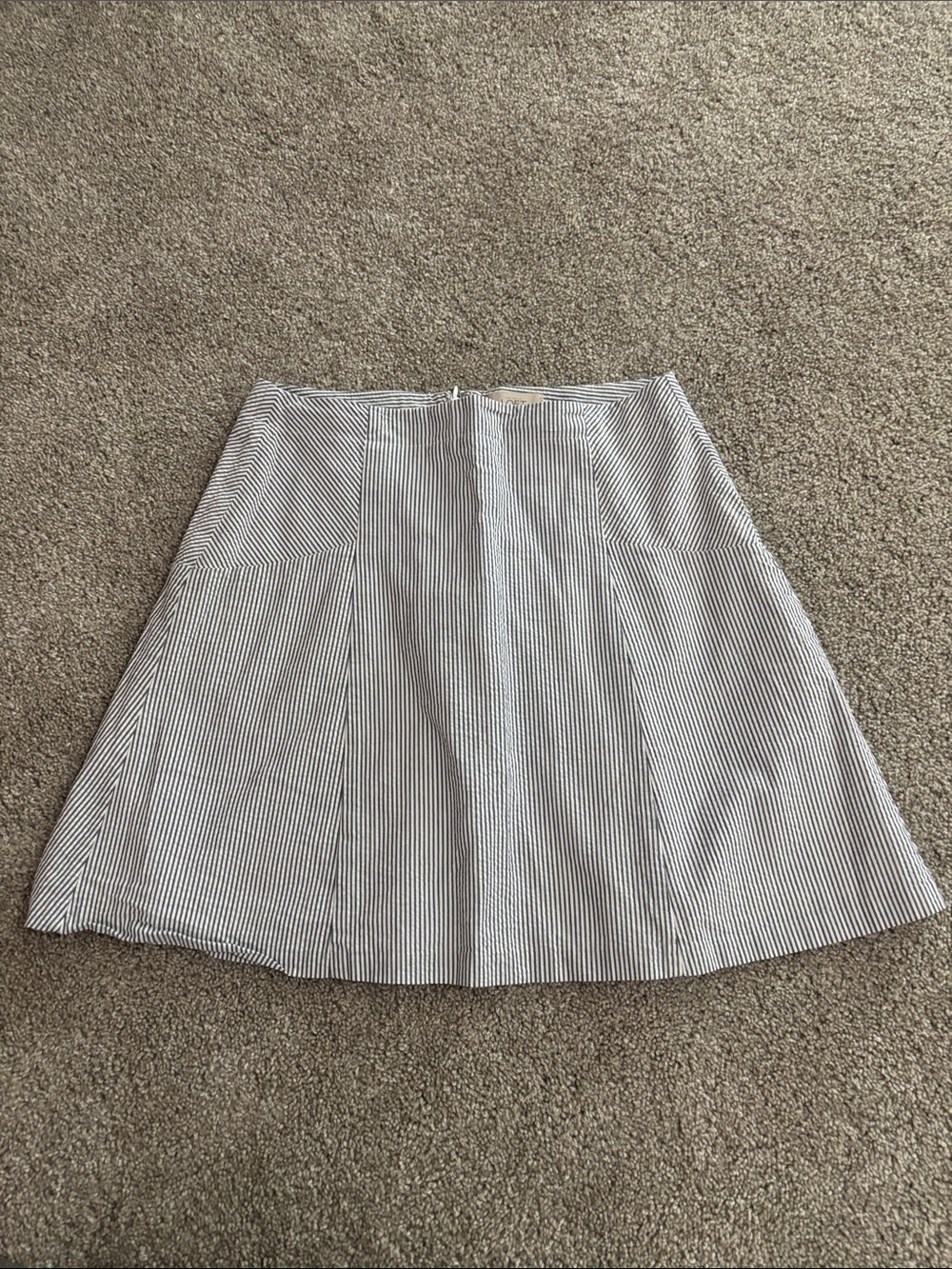 LOFT Black and White Striped A-Line Mini Skirt